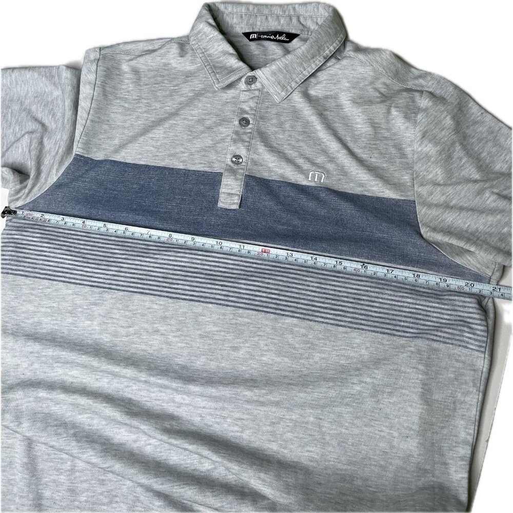 Travis Mathew Take Flight Stripe Polo Shirt Mens M Gray Pima Cotton - Picture 4 of 6